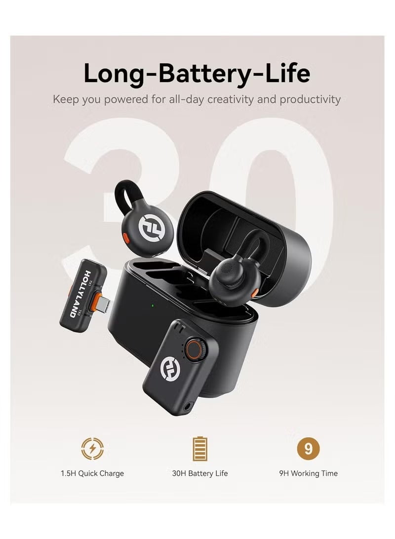 Hollyland M2S Ultimate Combo Wireless Lavalier Microphone Kit – Dual Receivers, Noise Cancelling Compact Mic, Titanium Clip, for iPhone, Android, Camera & PC – Vlogging, Interviews, Content Creation - Image 3